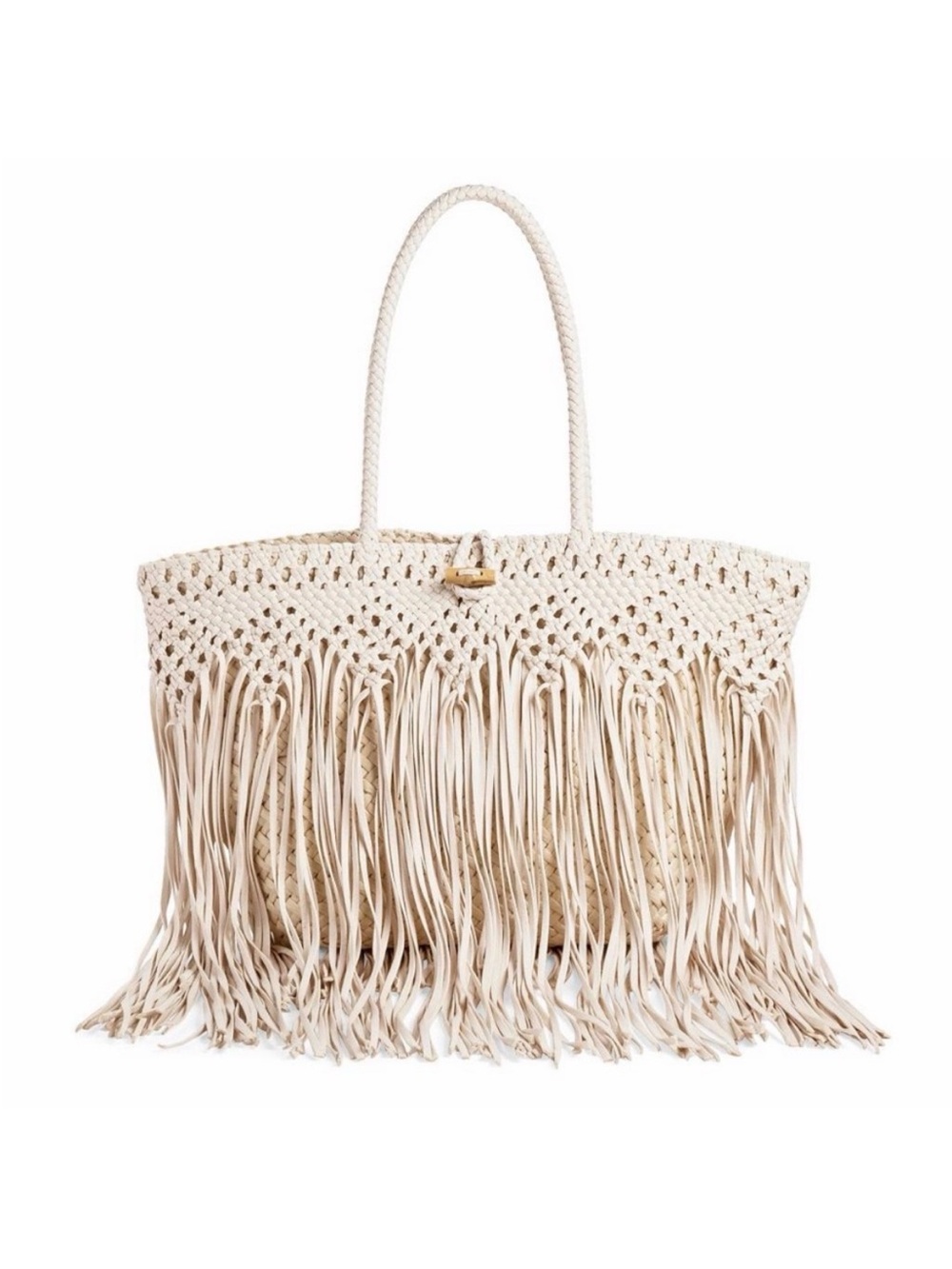 Merona Macrame Woven Straw Tote Beach Boho Bag NWT